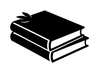 Book bundle black silhouette vector, Simple silhouette Design vector icon with white background.