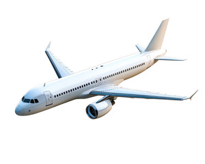 Isolated White Commercial Airplane in Flight