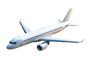 Isolated White Commercial Airplane in Flight