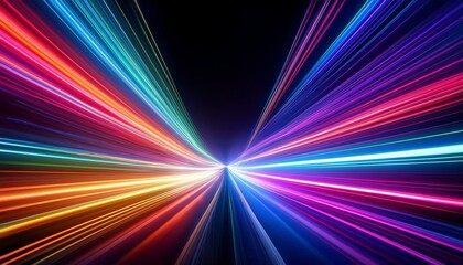 Abstract Neon Light Trails: Speed, Energy, and Convergence