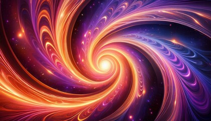 Fototapeta premium Cosmic Swirl: Fiery Orange and Violet Fractal Nebula