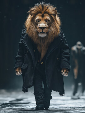 Abstract animals wearing fashionable clothes