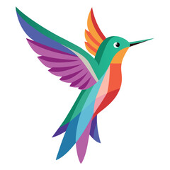 Humming Bird Colorful Logo Style Vector Art Illustration