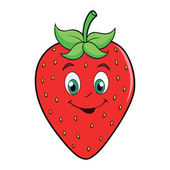 Obraz premium Strawberry Cartoon Funny Face Vector Illustration.Cartoon Design Strawberry Illustration