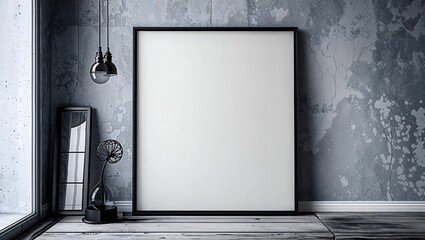 Empty framed canvas for mockups and art illustrations 