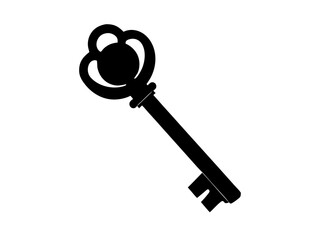 Key  black silhouette vector, Simple silhouette Design vector icon with white background