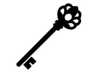 Key  black silhouette vector, Simple silhouette Design vector icon with white background