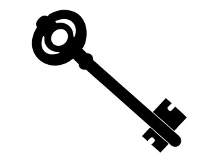 Key  black silhouette vector, Simple silhouette Design vector icon with white background