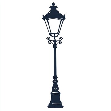 recommend clip art: Victorian street lamp silhouette illustration Isolated on White Background Generative AI