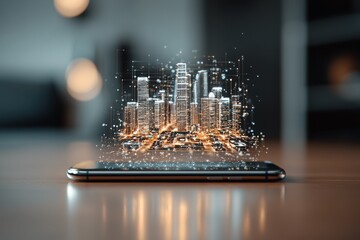 Digital marketing action smartphone holograms in advertising