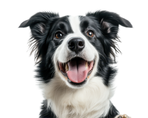 Isolated Smiling Border Collie Dog Headshot