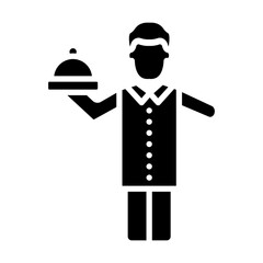 Man Waiter Working Vector Glyph Icon Design