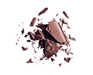 Isolated Pile of Broken Milk Chocolate