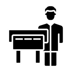 Man Printing Vector Glyph Icon Design