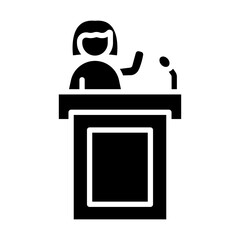 Woman Giving A Speech Vector Glyph Icon Design