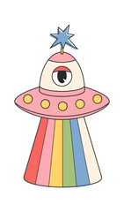 Groovy space rocket rainbow launch