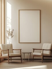 Minimalist Living Room Interior Design With Empty Frame