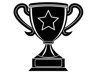  trophy black silhouette vector, Simple silhouette Design vector icon with white background
