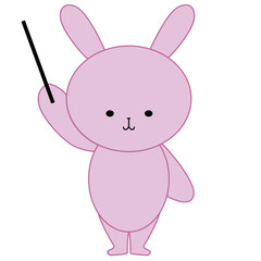指し棒を持つうさぎのイラスト