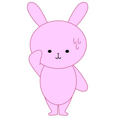 焦って汗をかくウサギのイラスト