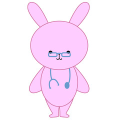 お医者さんごっこをしているウサギのイラスト