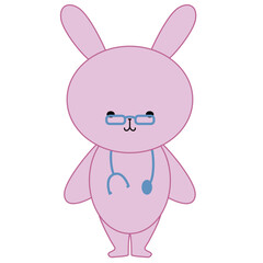 お医者さんごっこをしているウサギのイラスト