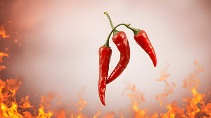 studio photo for advertising chili pepper seeds "habanero" on a fiery background