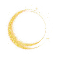Gold glitter round frame, the golden circle, a round frame of glittering beauty