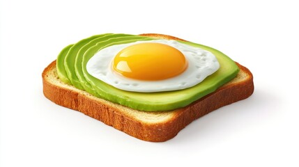 Delicious Avocado Toast with Fried Egg on Crunchy Bread Slice