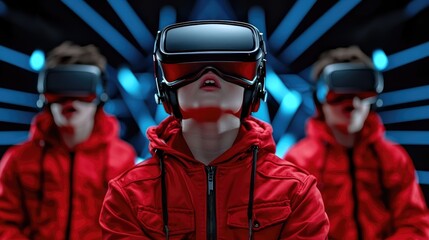Virtual reality experience technology hub digital interaction futuristic setting close-up view immersive gaming concepts