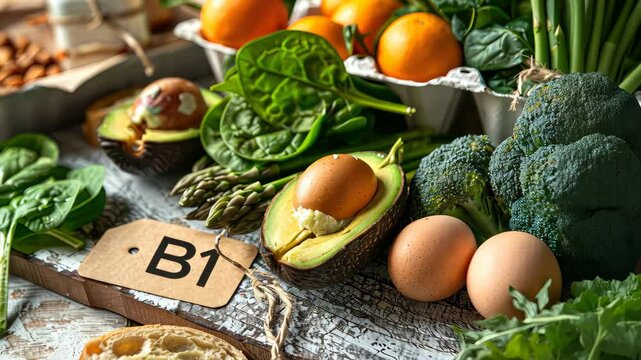 The products contain vitamin B2. Selective focus. food.