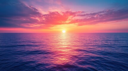 Fototapeta premium Vibrant sunset over calm ocean waters. (1)