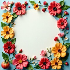 Obraz premium Whimsical floral arrangement with mixed media elements, mixed media art, decorative accents