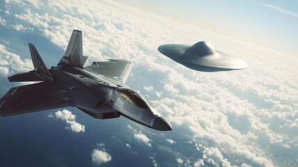 UFO following a jet in the skies