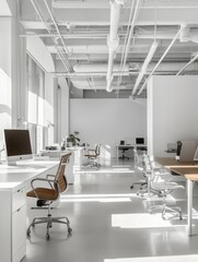 Modern White Office Workspace Minimalist Design