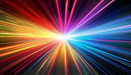 Vibrant multicolored light beams stretching across the canvas, forming a linear gradient with dynamic transitions.