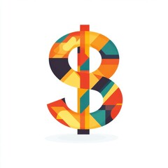 Obraz premium Colorful dollar sign illustration with a vibrant geometric pattern.