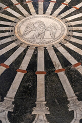 Floor detail inside Siena Cathedral. Siena, Tuscany, Italy, Europe.