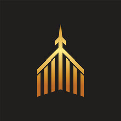 Real Estate Logo, house and building icon set .design template vector illustration | Black and Gold Real Estate Image on White Background. Flat Vector Logo Design Template Element