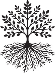 Obraz premium Plant Tree with roots silhouette vector illustration isolated on a white background