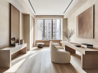 Fototapeta premium Modern Minimalist Apartment Living Room Design