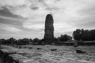Pagoda at Wat Lokkayasutha Temple, where is covers the ruins of the old city of Ayutthaya. It was declared a UNESCO World