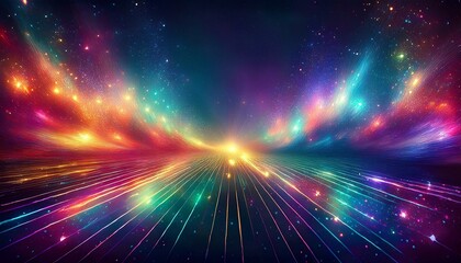 Obraz premium Neon Galaxy Highway: Abstract Colorful Light Streaks and Cosmic Dust