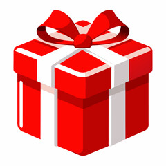 present gift box decorated with red and white ribbon premium stock clip art cartoon doodle freehand sketch drawing isolated vector element illustration on white background
