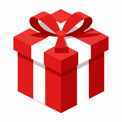 present gift box decorated with red and white ribbon premium stock clip art cartoon doodle freehand sketch drawing isolated vector element illustration on white background
