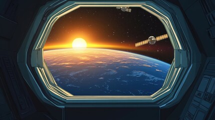 A stunning view of Earth from a spacecraft, capturing the sunrise over the planet's horizon.