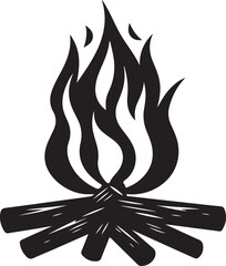 The campfire black icon is isolated on a white background. Vector illustration.