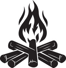 The campfire black icon is isolated on a white background. Vector illustration.