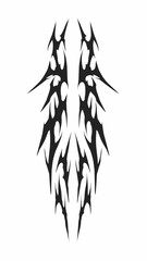 Symmetrical neo tribal sigilism Pattern, Cyber ​​Gothic tattoo Elements in Abstract black vector design Print for t-shirt, hoodie and sweatshirt or card, poster