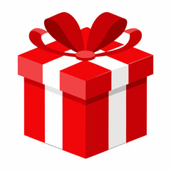 present gift box decorated with red and white ribbon premium stock clip art cartoon doodle freehand sketch drawing isolated vector element illustration on white background
